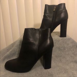Black leather ankle boots